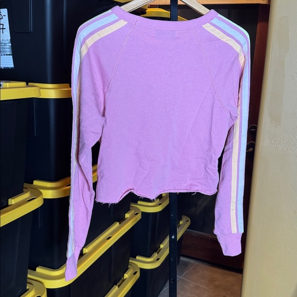 NWT Wildfox Homestead Stripes Sweatshirt Orchid Smoke Size Small Oversized - Picture 12 of 14